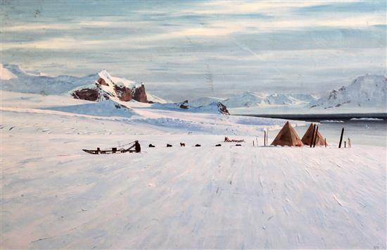 J.P. Shackleton Arctic expedition campsite, 20 x 30in.